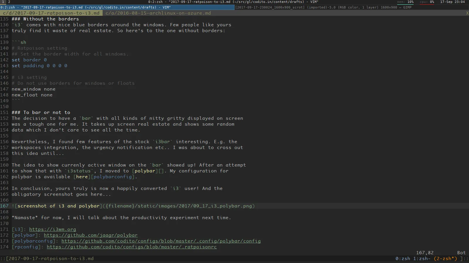 screenshot of i3 and polybar